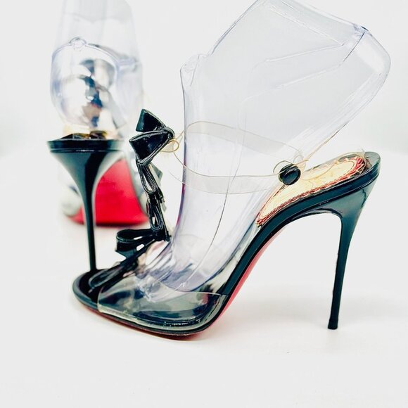 Christian Louboutin Black Triple Bow PVC Sandals | Size 7 - Picture 2 of 2